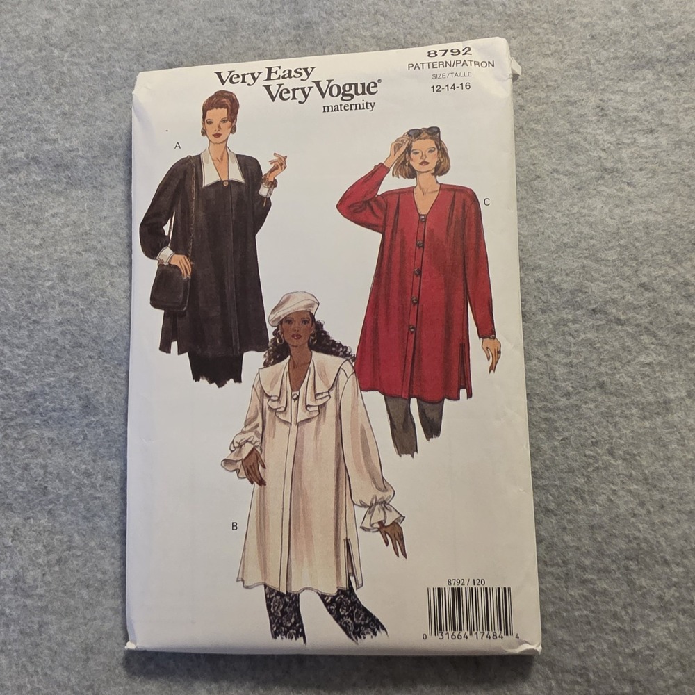 Vogue Very Easy Very Vogue Maternity Dress Sewing Pattern 8792 Sz 12-16 Vintage